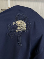 Stefano Ricci Luxury Men’s Long-Sleeve Dress Shirt – Deep Navy Blue with Gold Eagle Crest