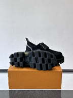 Louis Vuitton - Black Suede Derby Shoes with Chunky Lug Sole