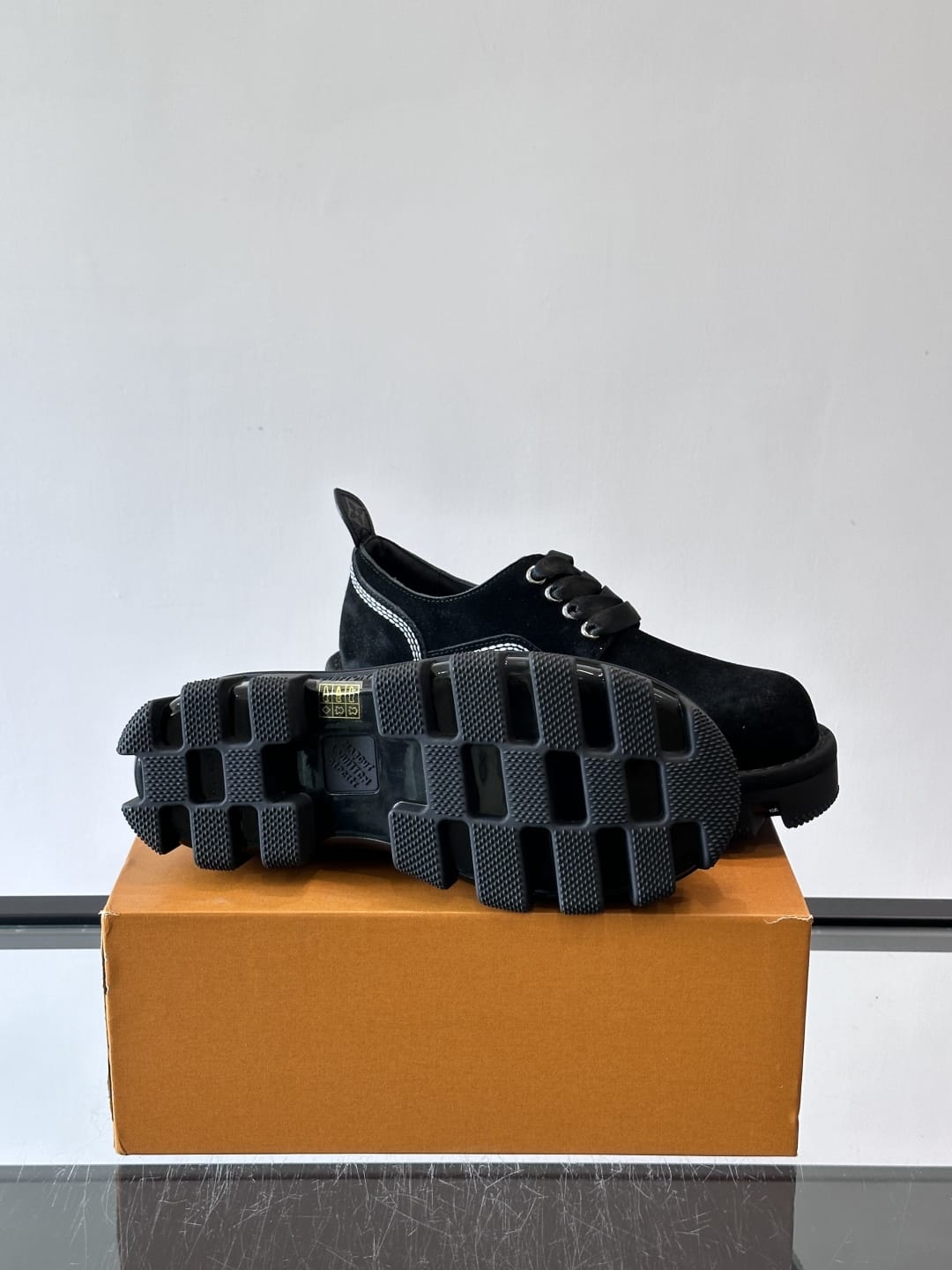 Louis Vuitton - Black Suede Derby Shoes with Chunky Lug Sole