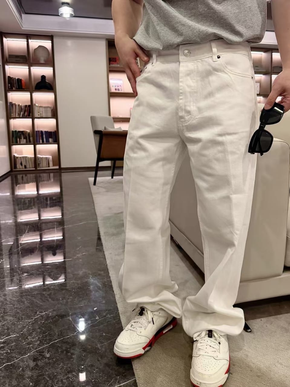 Men's Baggy Wide-Leg Denim Jeans – Optical White