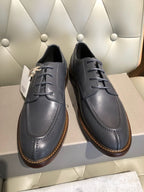Brunello Cucinelli - Slate Grey Leather Split-Toe Derby Shoes