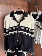 Loro Piana - Striped Knit Cardigan - Black/White