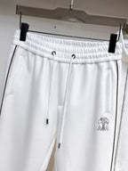 Brunello Cucinelli - Contrast-Piping Cotton-Jersey Tracksuit | Optic White
