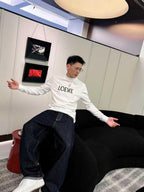 LOEWE Men's Embroidered Logo Crewneck Sweatshirt in White