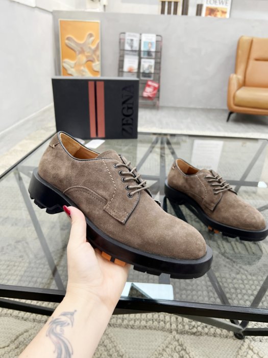 Zegna - Suede Derby Shoes with Chunky Lug Sole