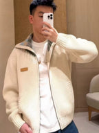 Louis Vuitton - Contrast-Collar Zip-Up Knit Blouson – Ecru