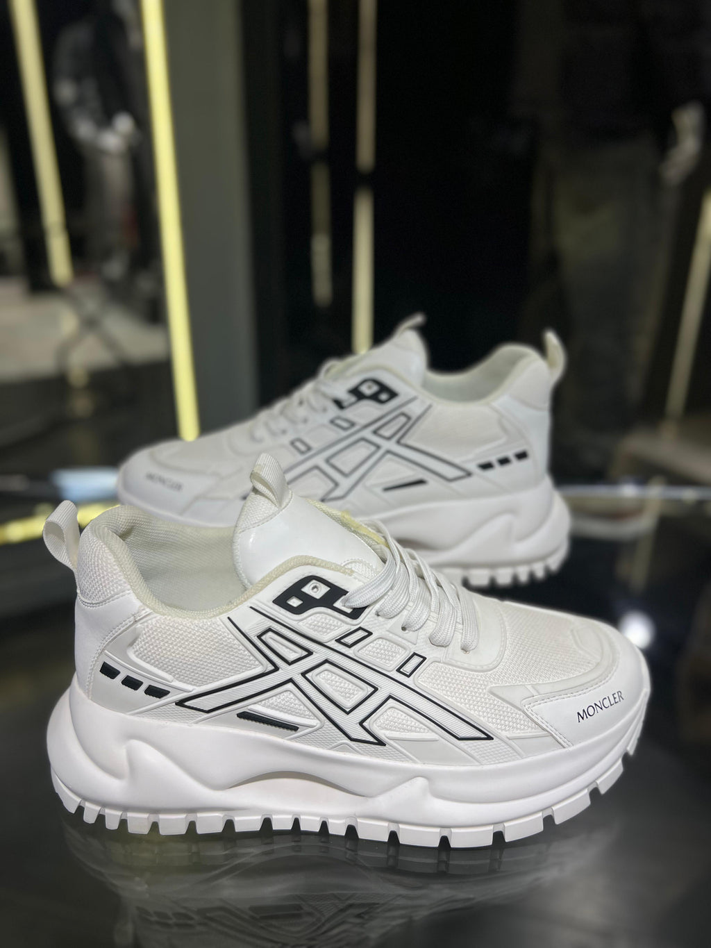 Moncler - White Chunky Sneakers with Graphic Details
