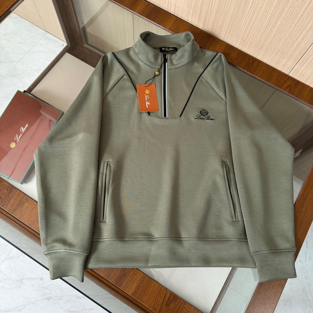 Loro Piana - Sage Green Contrast-Pipe Half-Zip Tracksuit Set