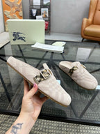 Burberry - Beige Suede Clogs Mules