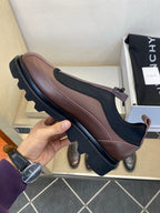 Givenchy - Brown Leather & Neoprene Zip-Front Trainers with Chunky Sole