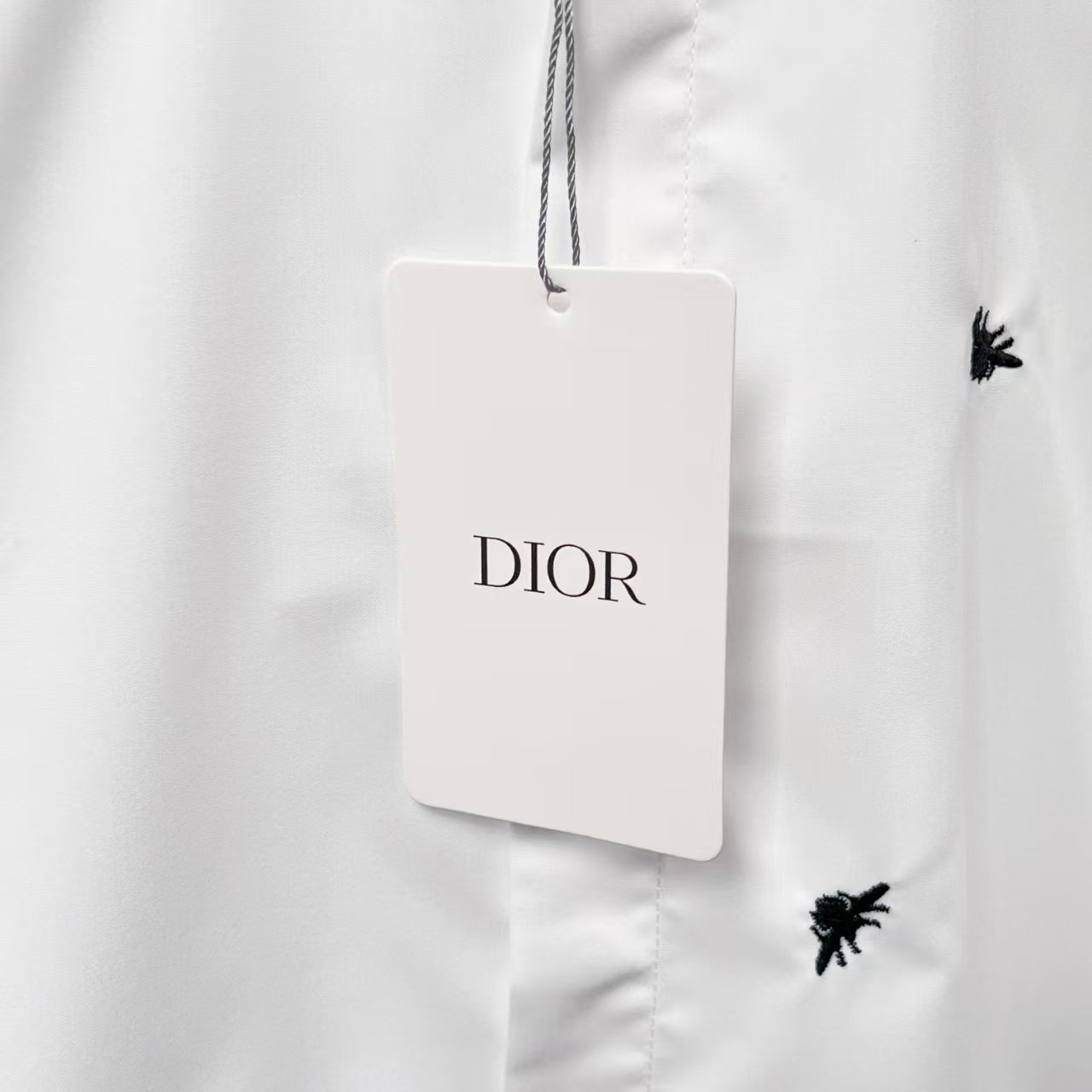 Dior - White Cotton Shirt with Scattered Black Embroidery