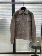 Thom Browne - Contrast Stitch Suede Shirt Jacket - Brown