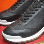 Hermès - Black Textured Leather Low-Top Sneakers
