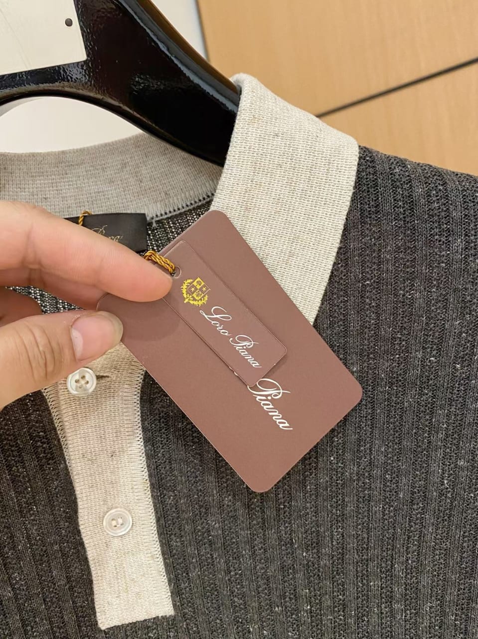 Loro Piana Two-Tone Ribbed Knit Polo Shirt – Grey Melange & Beige