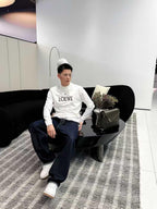 LOEWE Men's Embroidered Logo Crewneck Sweatshirt in White