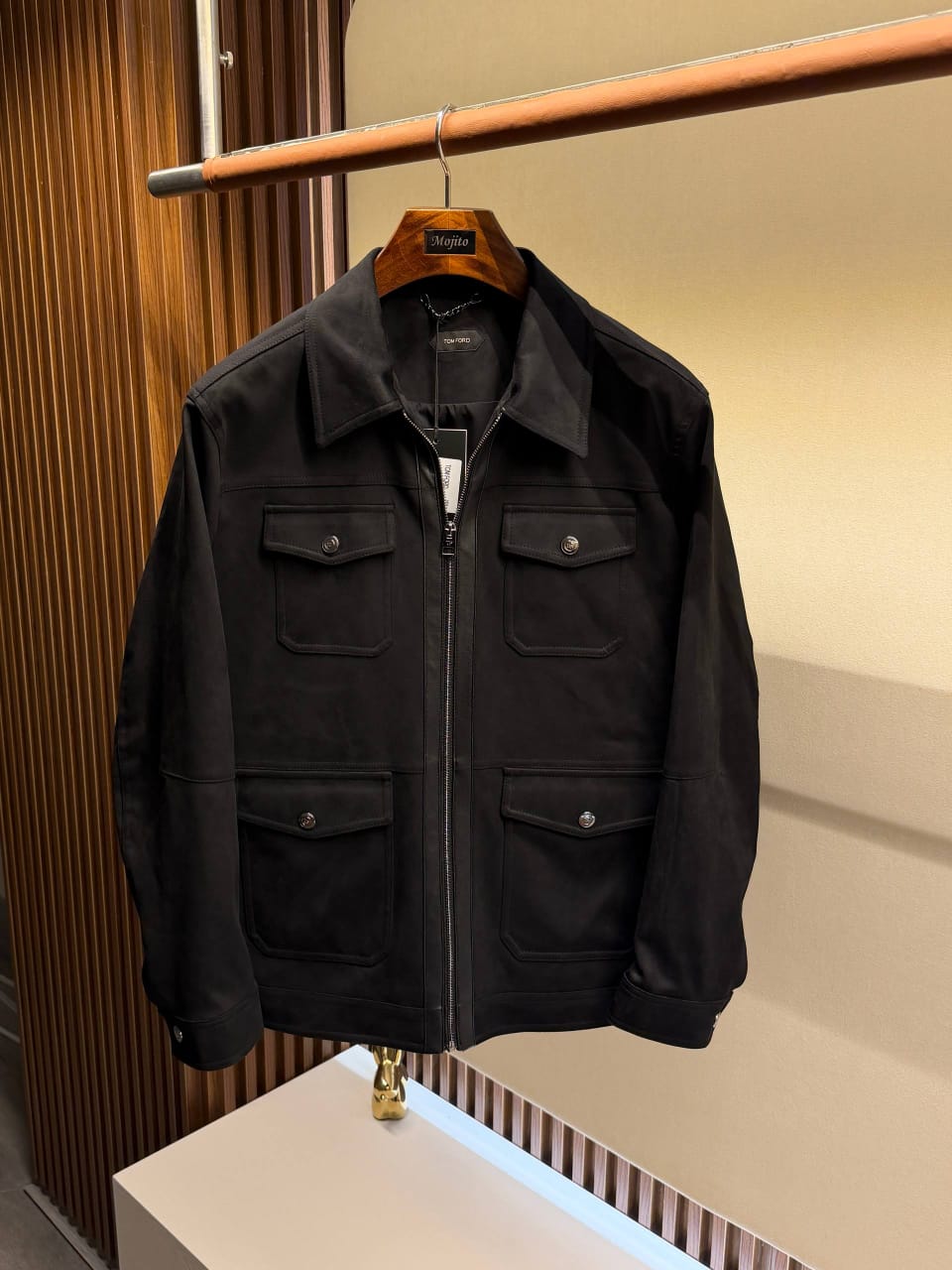 Tom Ford - Black Suede Zip-Up Utility Jacket