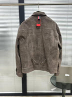 Thom Browne - Contrast Stitch Suede Shirt Jacket - Brown