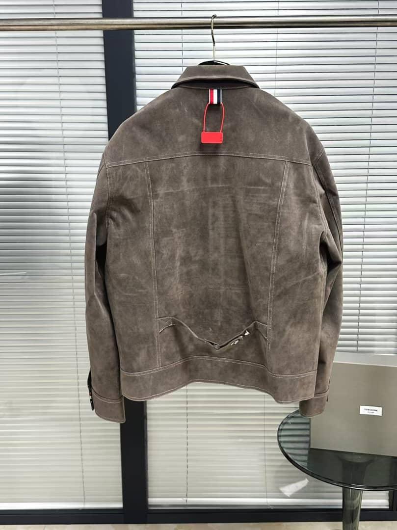 Thom Browne - Contrast Stitch Suede Shirt Jacket - Brown