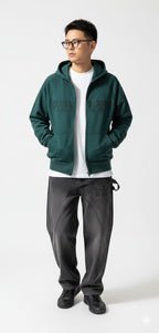 Burberry - Green Zip-Up Hoodie with 'Burberry 1856' Embroidery