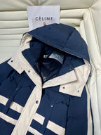 Celine - Navy n Cream Hooded Puffer Jacket