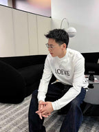 LOEWE Men's Embroidered Logo Crewneck Sweatshirt in White