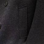 Men's Tailored Charcoal Wool Double-Breasted Overcoat