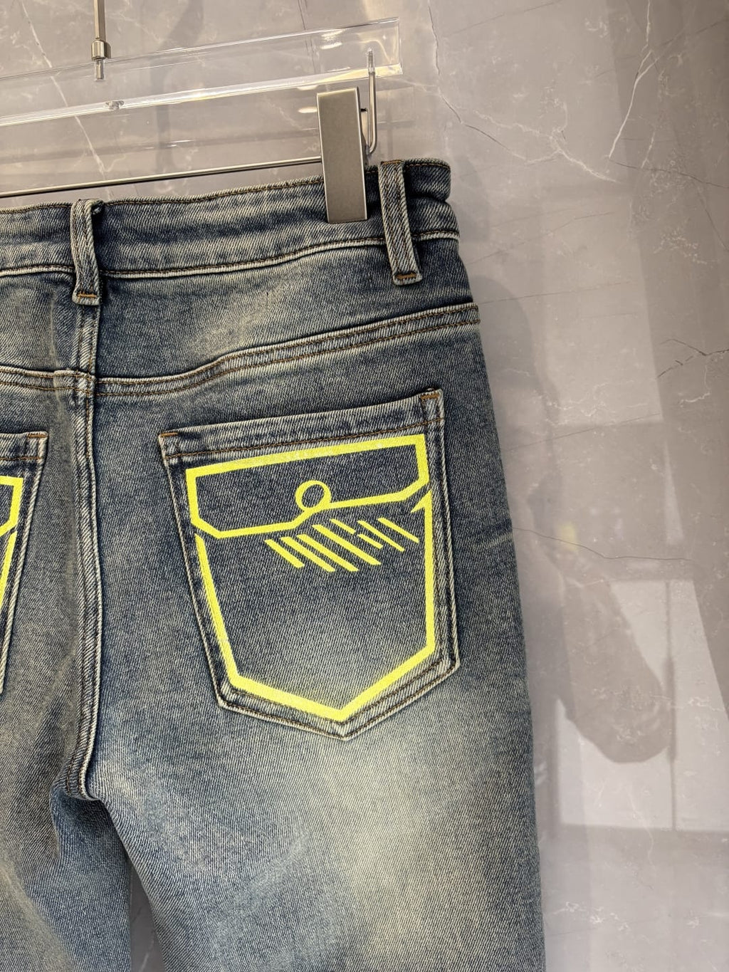 Fendi - Slim-Fit Vintage Wash Jeans with Neon Graphic Pockets