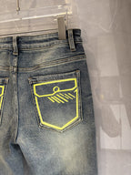 Fendi - Slim-Fit Vintage Wash Jeans with Neon Graphic Pockets