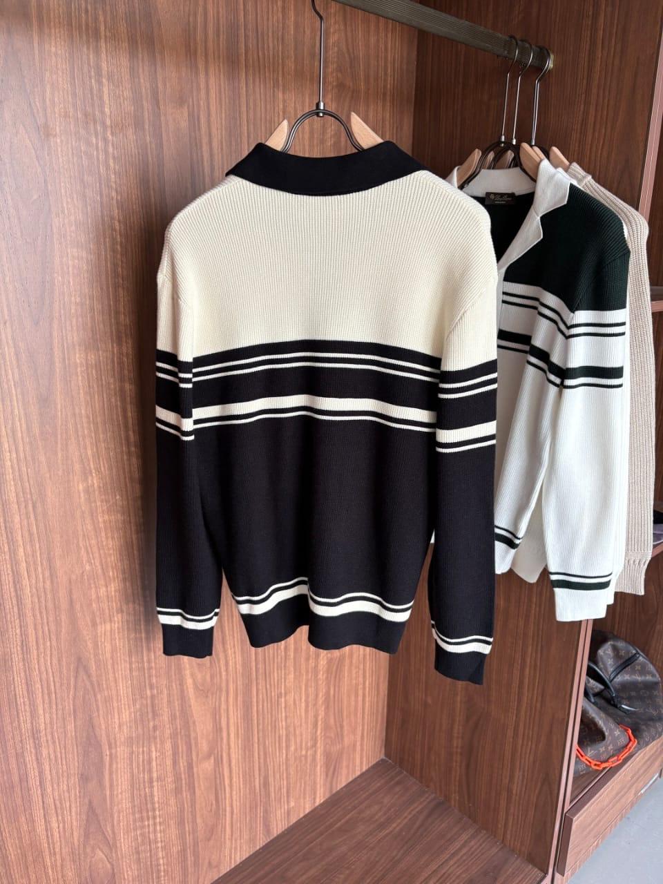 Loro Piana - Striped Knit Cardigan - Black/White