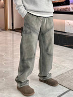 Maison Margiela - Grey Washed Denim Diagonal Seam Jeans