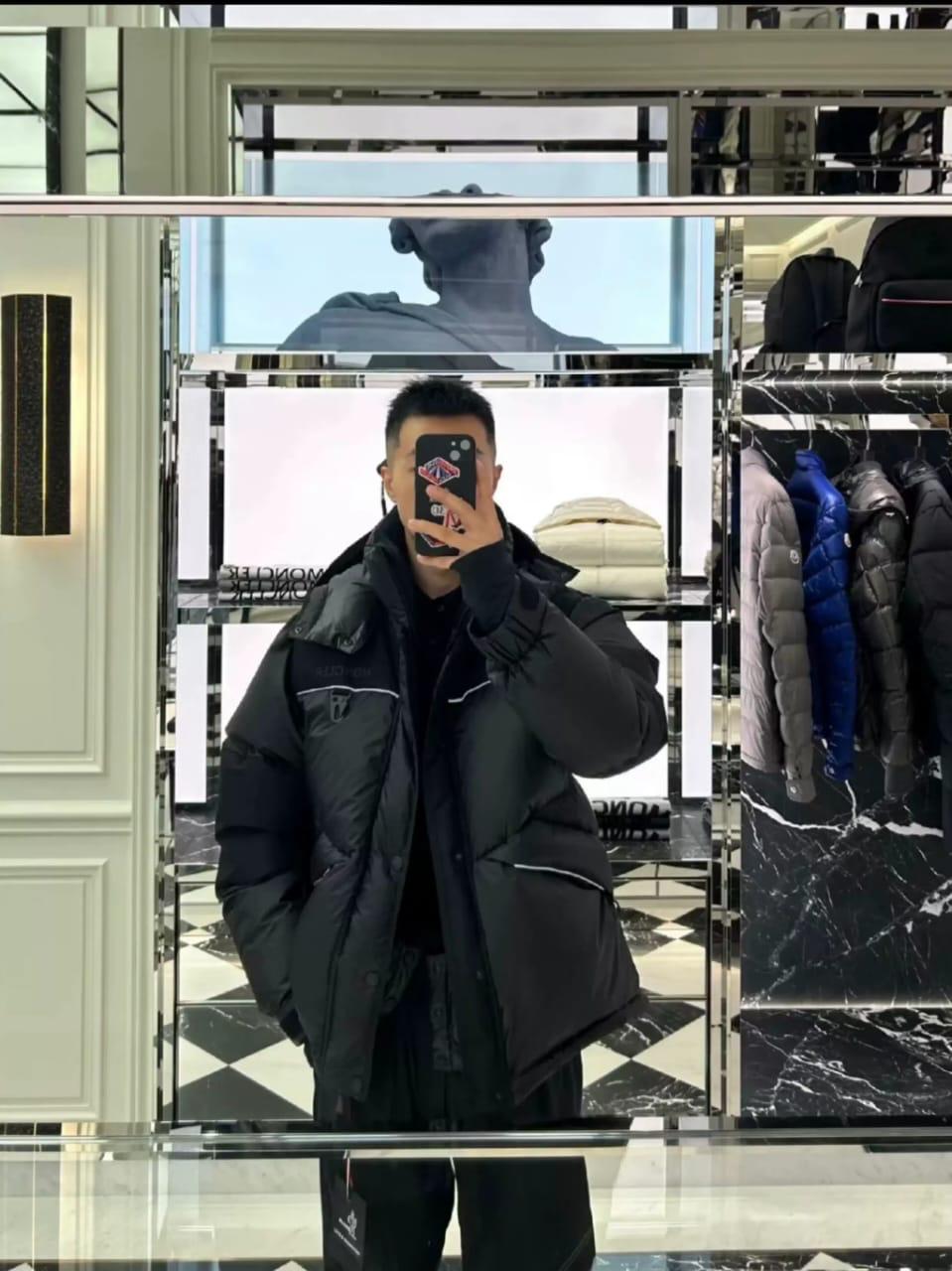 Moncler Grenoble Albiez Black Down Jacket with Faux-Fur Trim