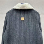Louis Vuitton Cashmere-Wool Blouson in Dark Gray with Removable Shearling Collar