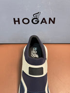 Hogan - Slip-On Sneaker in Navy Blue and White Suede/Tech Fabric