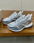 Emporio Armani - Silver Mesh & Leather Low-Top Sneakers