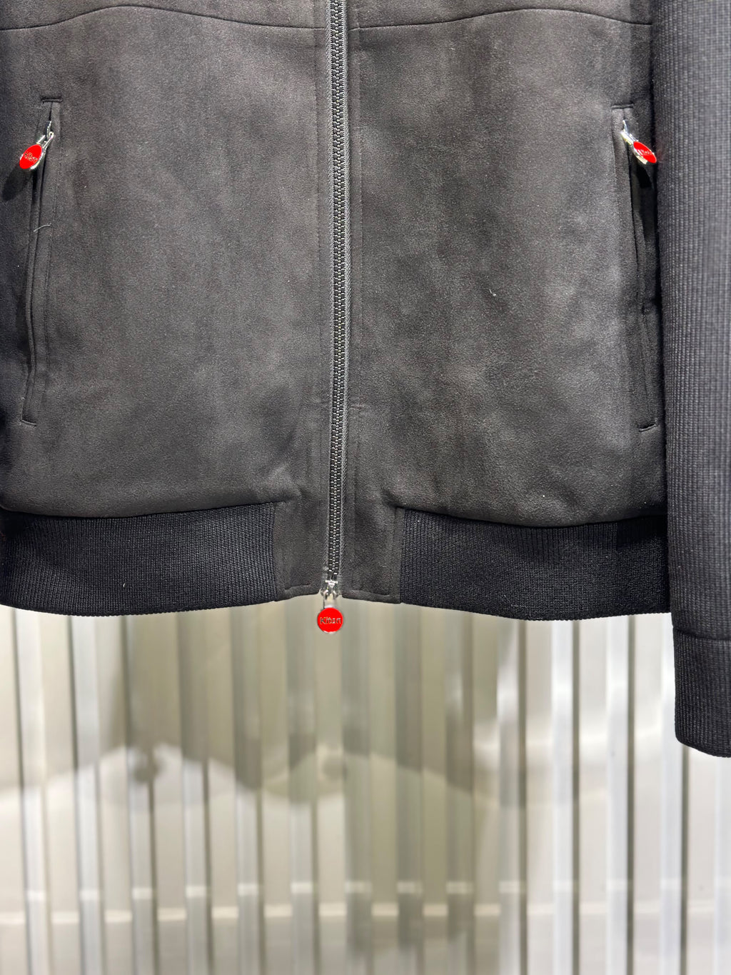 Kiton - Men's Two-Tone Suede Black Bomber Jacket