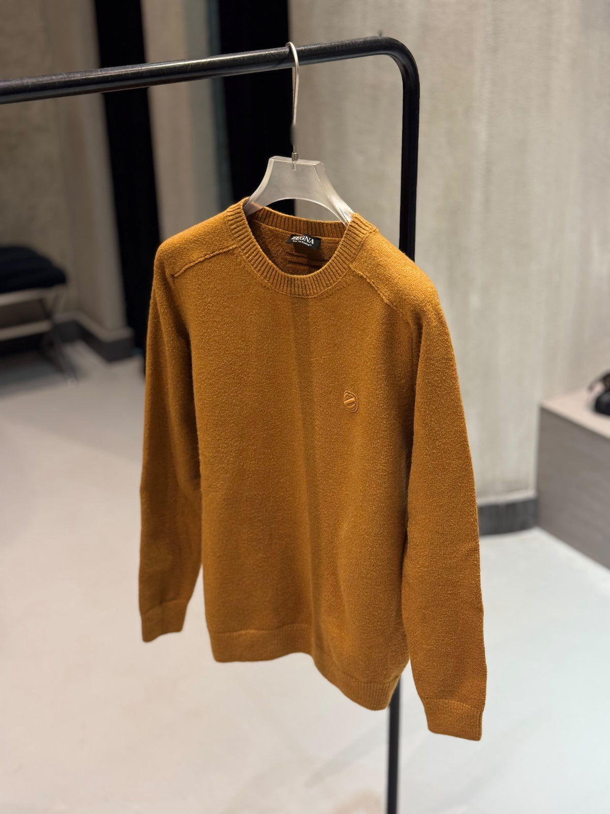 Zegna - Burnt Orange Knit Crewneck Sweater