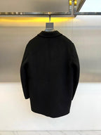 LOEWE - Men's Black Wool Blend Workwear Jacket with Anagram Brooch