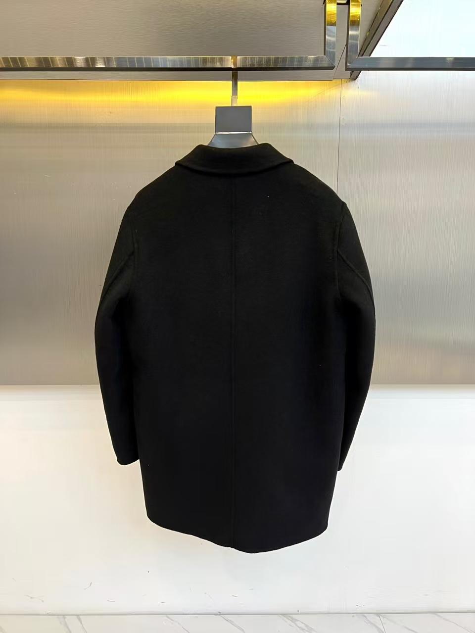 LOEWE - Men's Black Wool Blend Workwear Jacket with Anagram Brooch