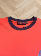 Men's Red Graphic Logo T-Shirt with Contrast Navy Collar