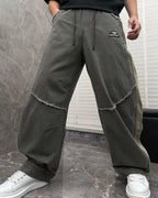 Balenciaga - Distressed Raw Hem Wide-Leg Joggers - Dark Grey Wash