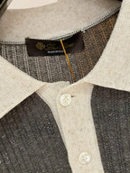Loro Piana Two-Tone Ribbed Knit Polo Shirt – Grey Melange & Beige
