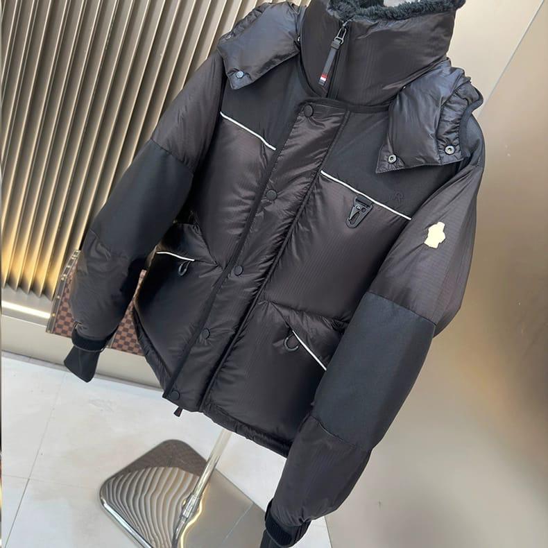 Moncler Grenoble Albiez Black Down Jacket with Faux-Fur Trim
