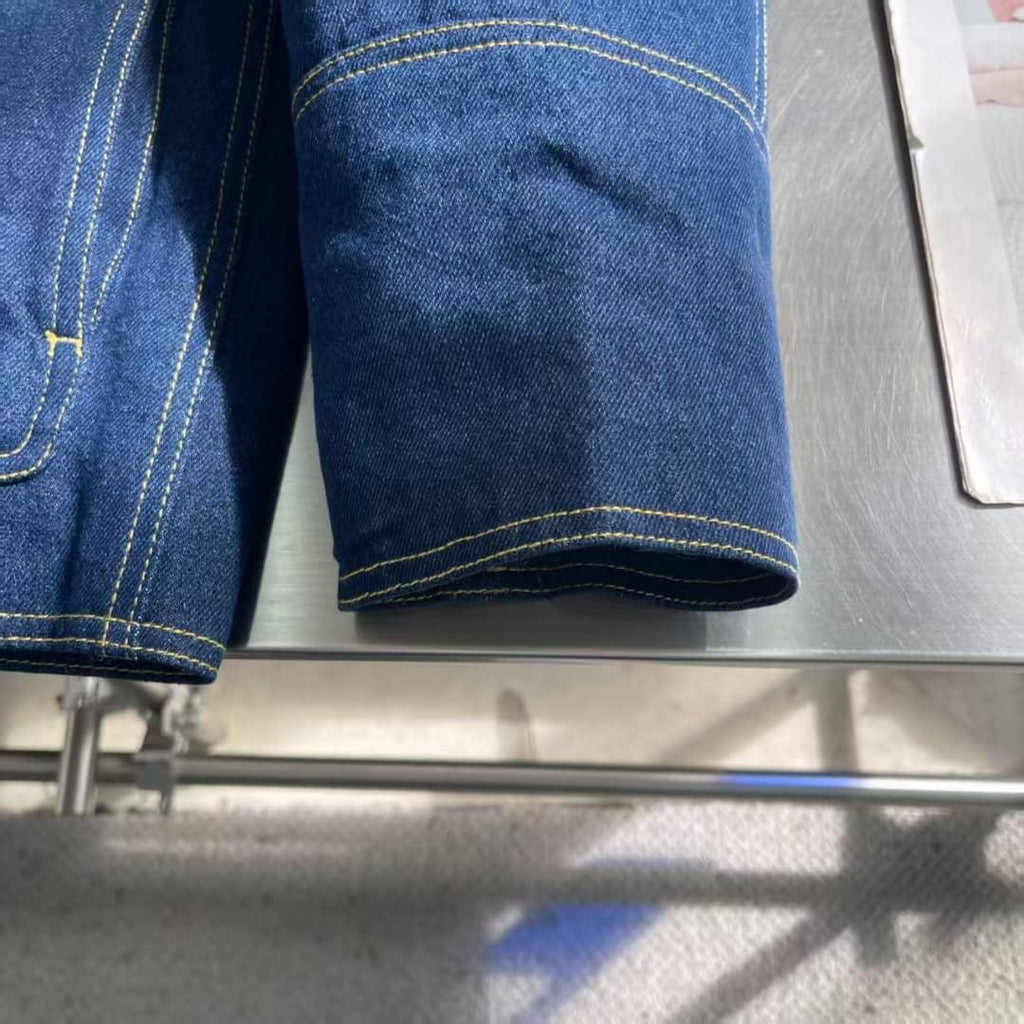 Thom Browne Indigo Denim Jacket with Shearling Collar