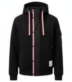 Thom Browne - Black Tricolor Detail Zip-Up Hooded Jacket