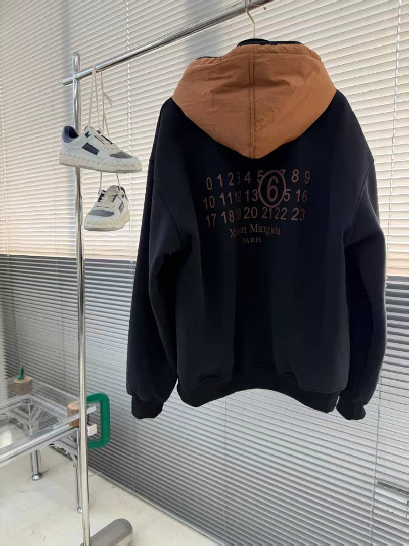Maison Margiela Contrast Drawstring Hoodie - Black/Brown