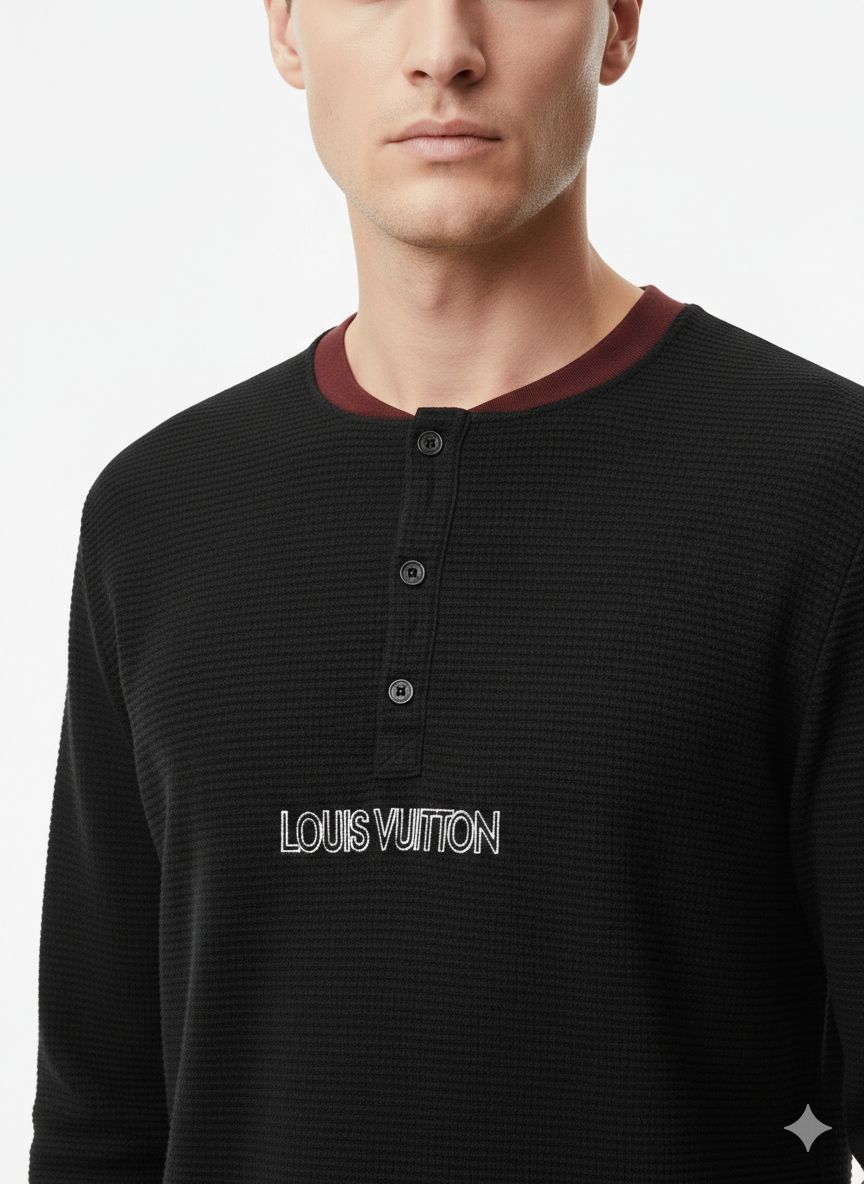 Louis Vuitton - Black Knit Logo Henley