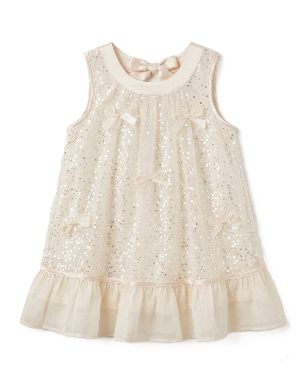 Chanel Kids - Sequined Tulle Bow Dress - Beige