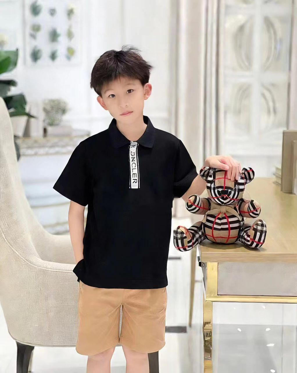 Moncler - Enfant Boys' Logo Placket Polo Shirt
