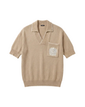 Balmain - Crest Embroidered Knit Polo Shirt (Camel Beige)