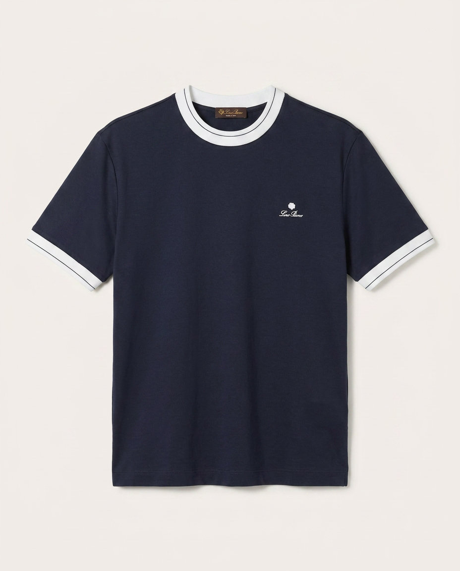 Loro Piana - Cotton T-Shirt with Contrast Details